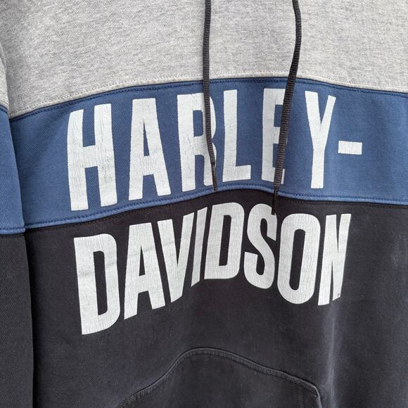 Harley-Davidson Men's Block Letter Colorblocked Pullover Hoodie Mens Medium - Picture 5 of 5